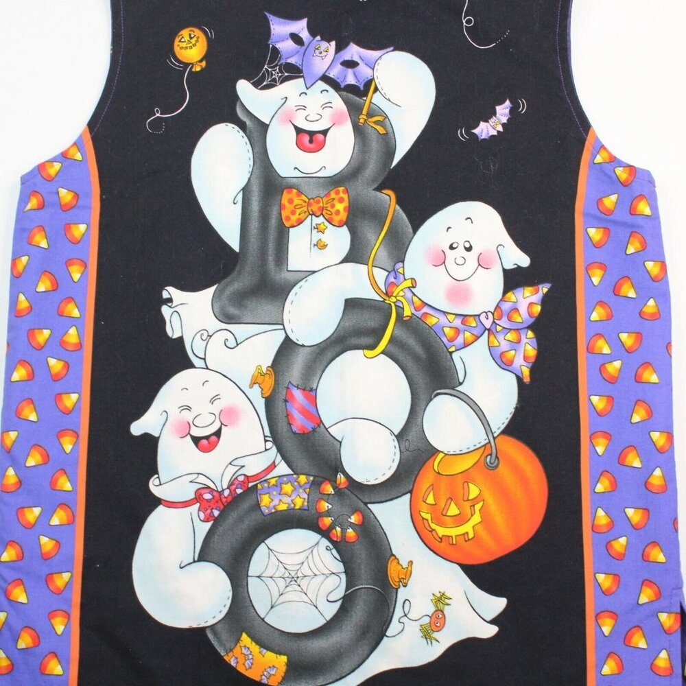 Handmade Halloween Vest Ghosts Candy Corn Pumpkins Reversible Teacher School - Picture 4 of 11